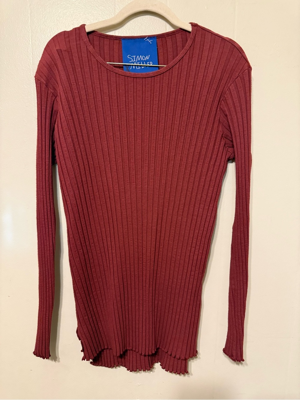 Simon Miller Small Women's Teal Ribbed Top Long Sleeve